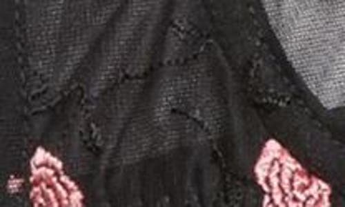 Fleur Du Mal Rose And Vine Embroidery Balconette Bra In Black