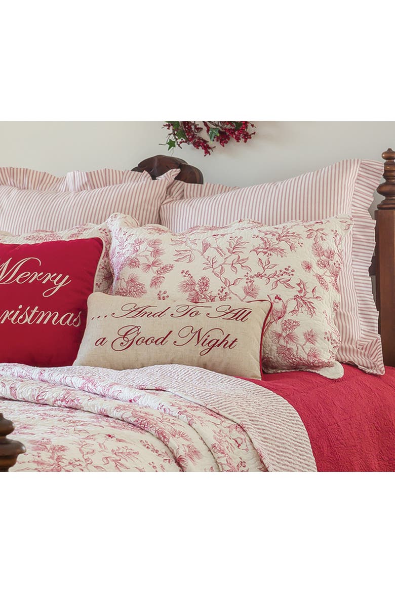 Evergreen Toile Cotton Quilt Set  - Reversible and Machine Washable, Alternate, color, Red