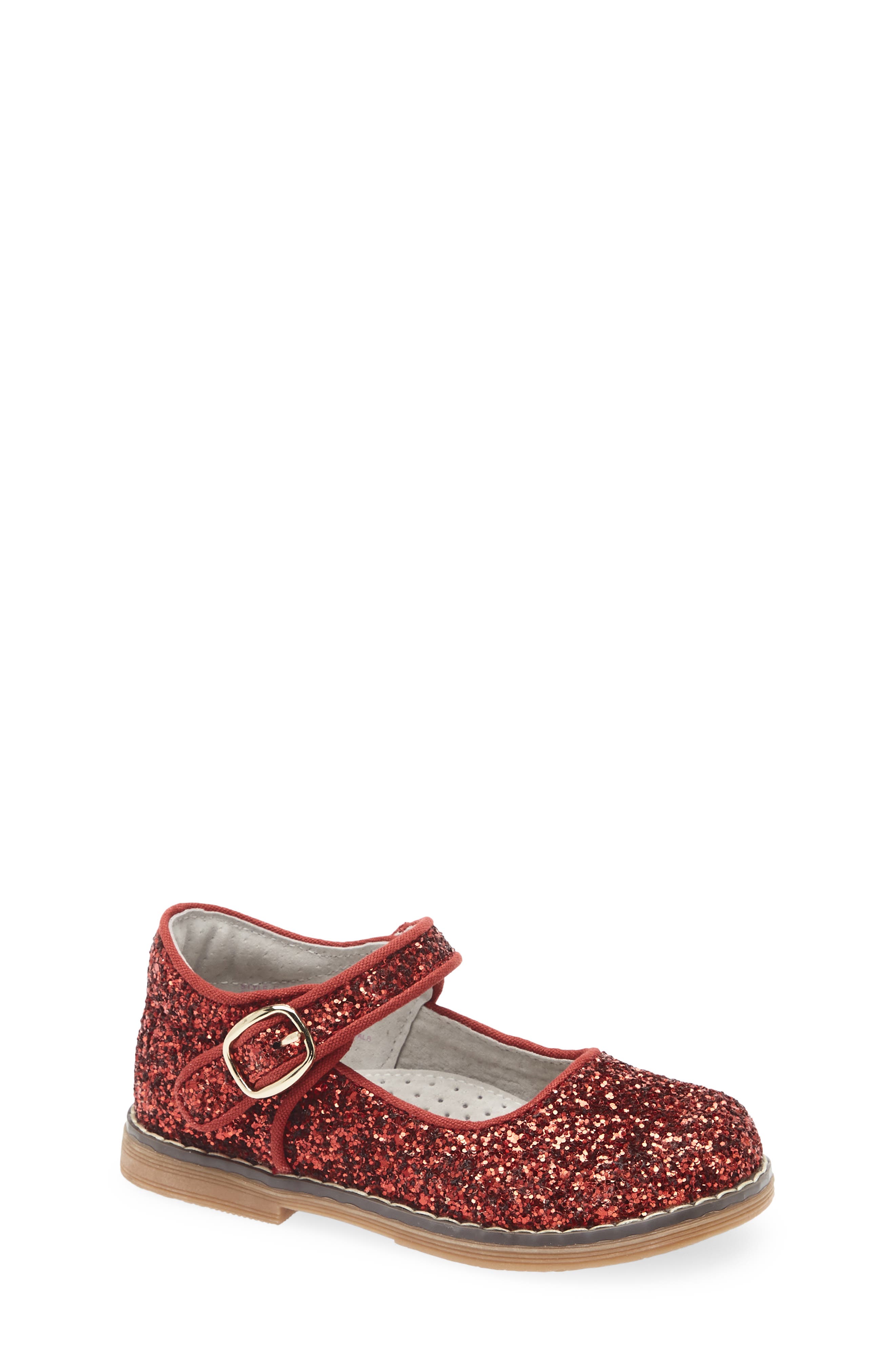 L'AMOUR Kids' Natasha Glitter Mary Jane Flat, Main, color, Glitter Red