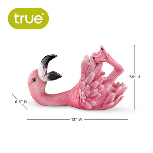 True Polyresin Flirty Flamingo Bottle Holder In Pink