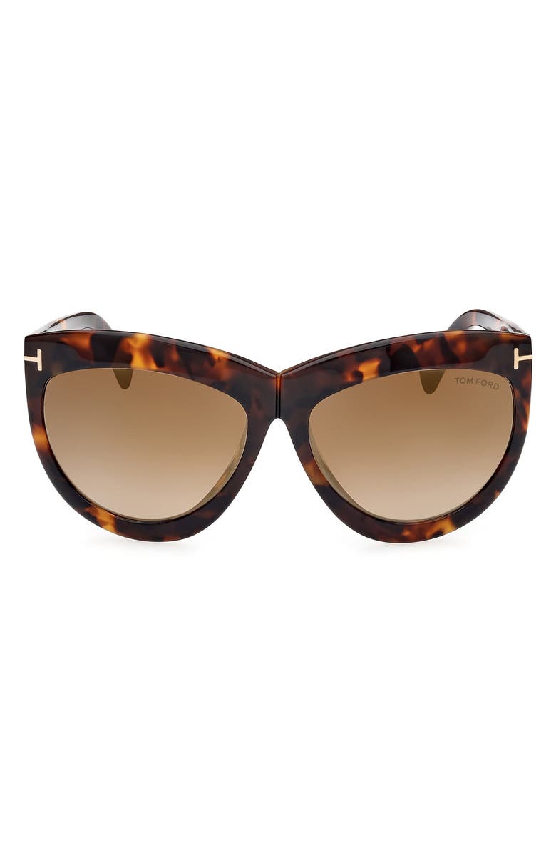 TOM FORD Doris 59mm Shield Sunglasses, Main, color, Blonde Havana / Brown Mirror