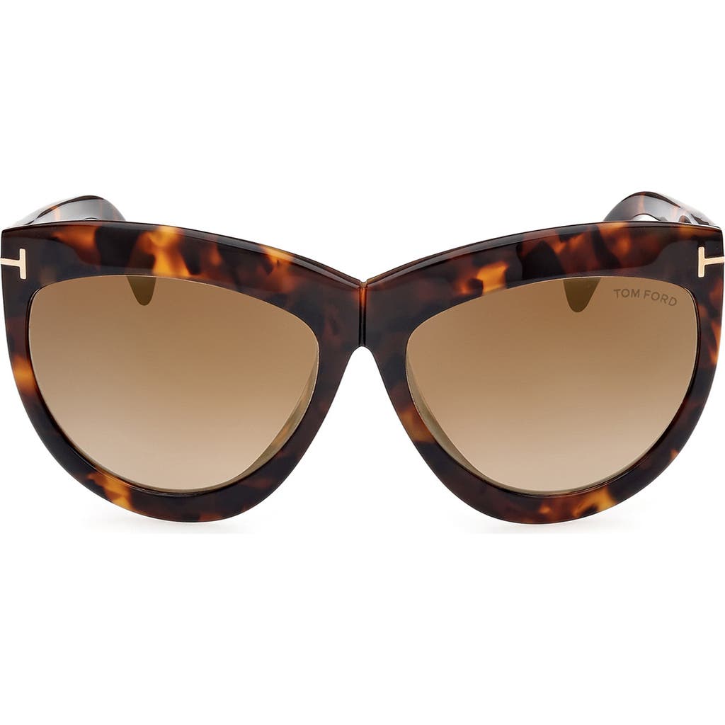 Tom Ford Doris 59mm Shield Sunglasses In Blonde Havana/brown Mirror