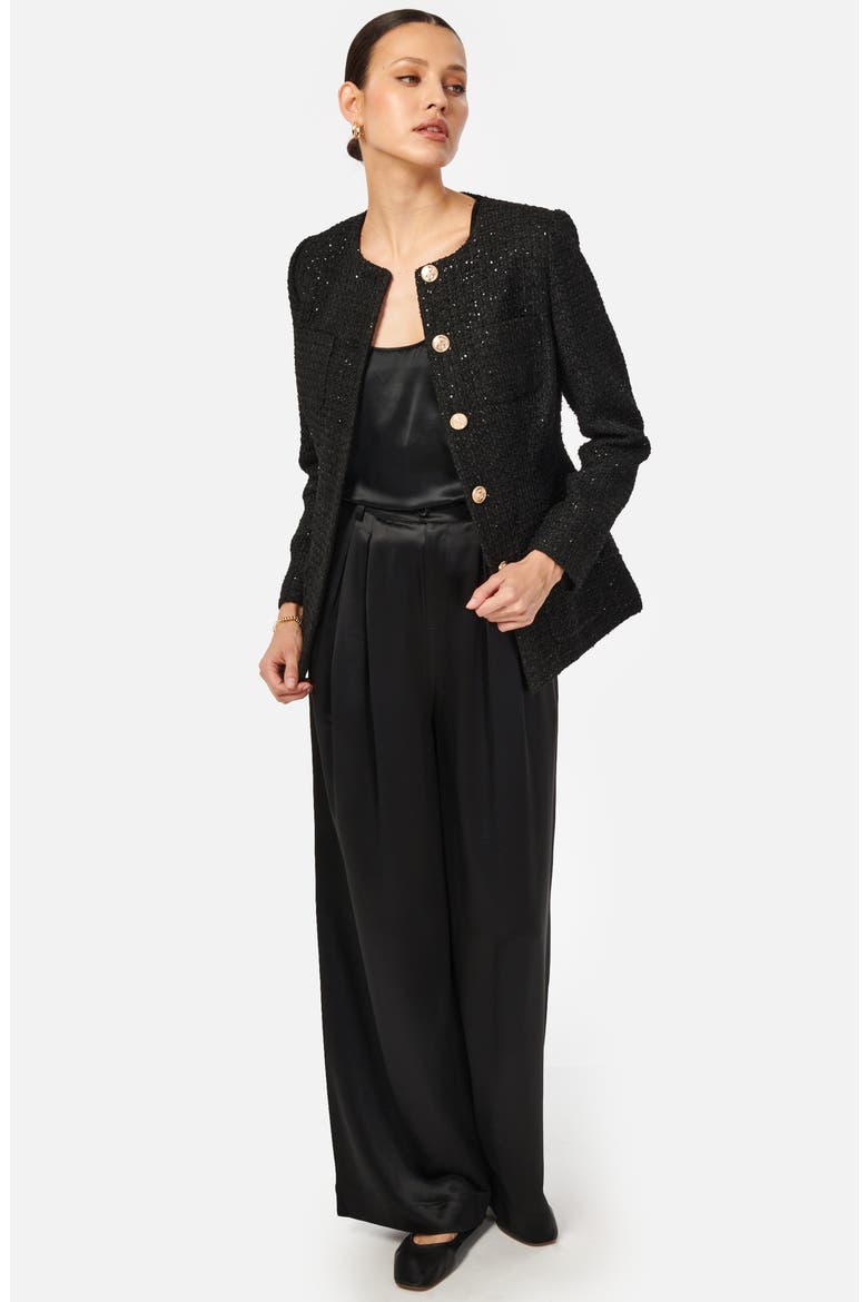 Wrenley Sequin Tweed Jacket, Alternate, color, BLACK