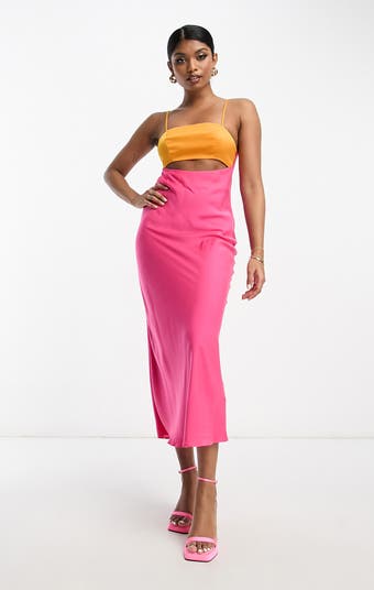 ASOS DESIGN Colorblock Cutout Maxi Dress | Nordstrom