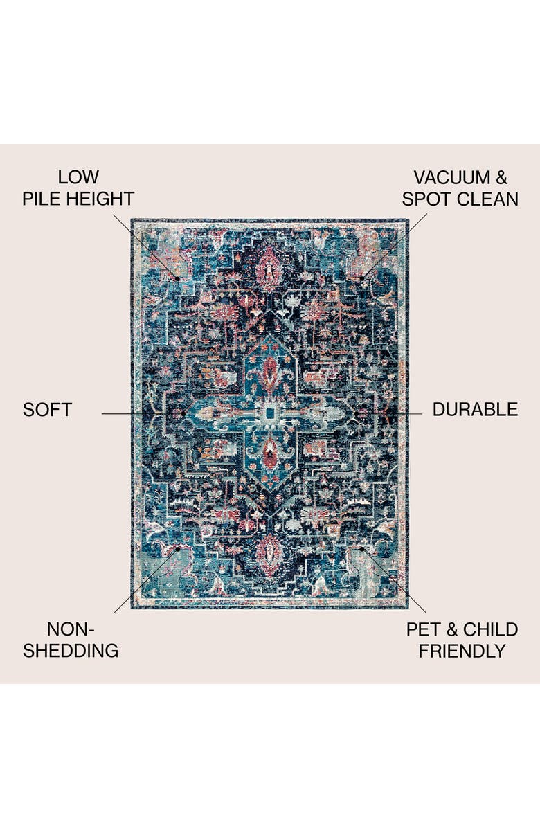 JONATHAN Y Zafra Vintage Medallion Peacock Area Rug, Alternate, color, Peacock Blue/Navy