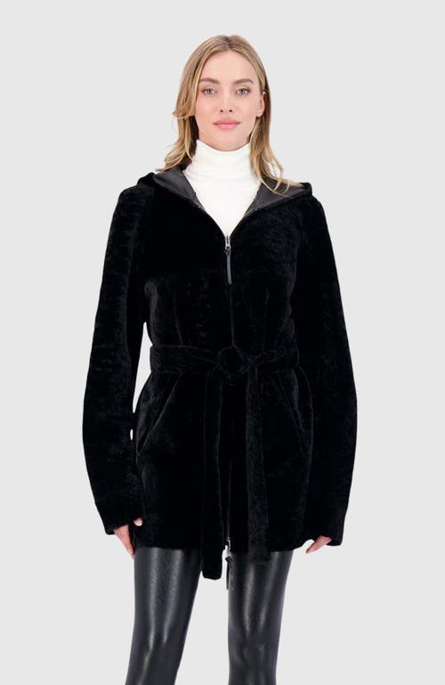 Gorski Reversible Textured Shearling Lamb Parka In Black