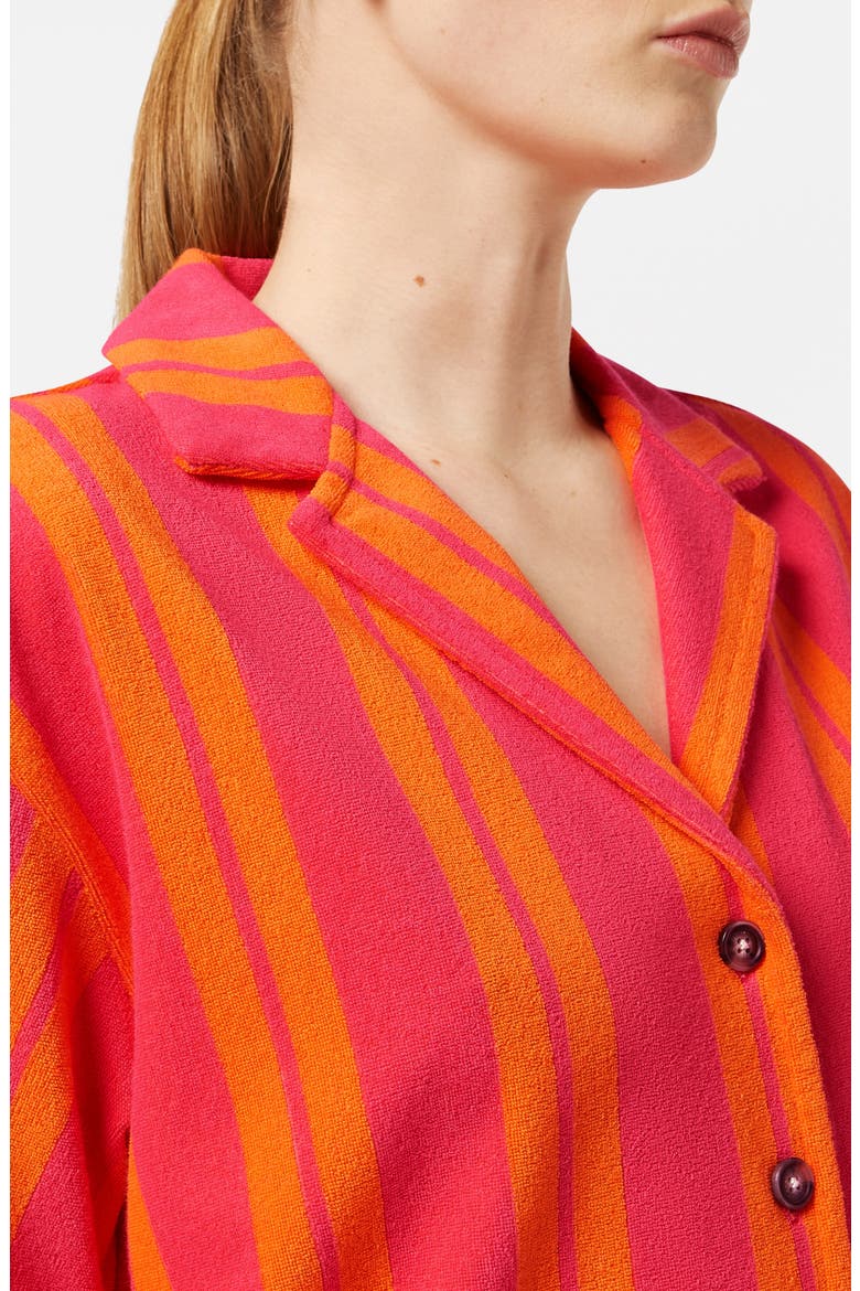 Terry Cloth Camp Shirt, Alternate, color, ELECTRIC PINK/ ORANGE STRIPE