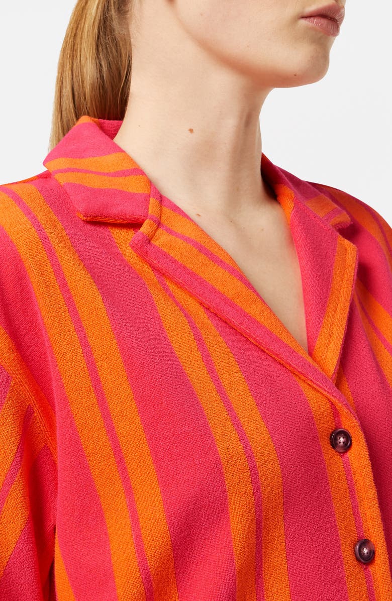 Scotch & Soda Terry Cloth Camp Shirt, Alternate, color, Electric Pink/ Orange Stripe