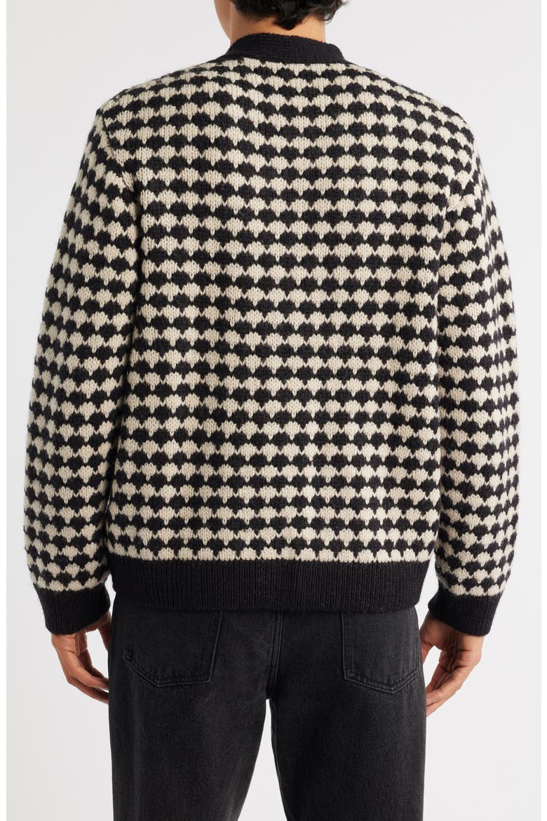Walker Bubble Knit Wool Blend Cardigan, Alternate, color, BLACK / ECRU