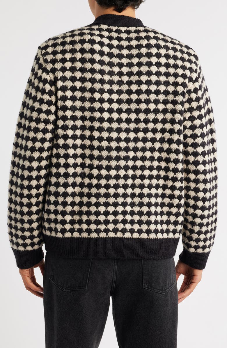 Wax London Walker Bubble Knit Wool Blend Cardigan, Alternate, color, Black / Ecru