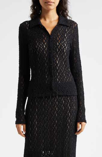 Vince Floral Lace Button-Up Shirt