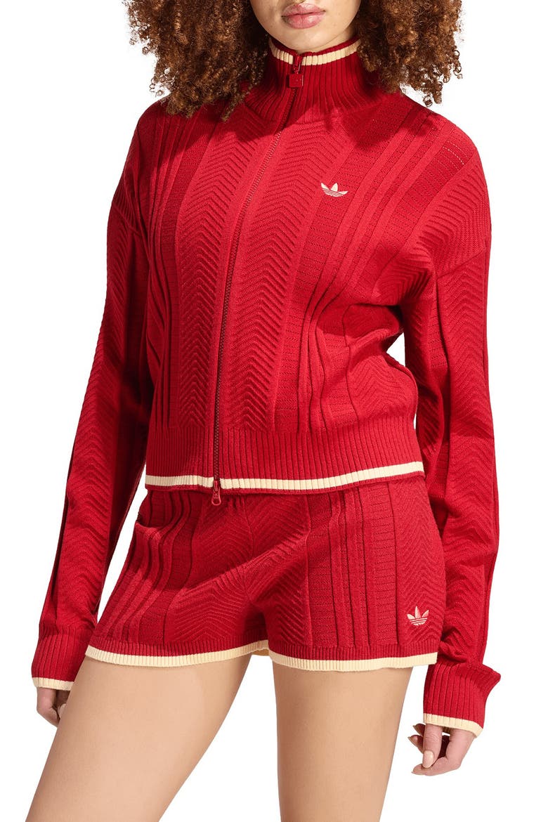 Herringbone Zip Cardigan, Main, color, TEAM VICTORY RED