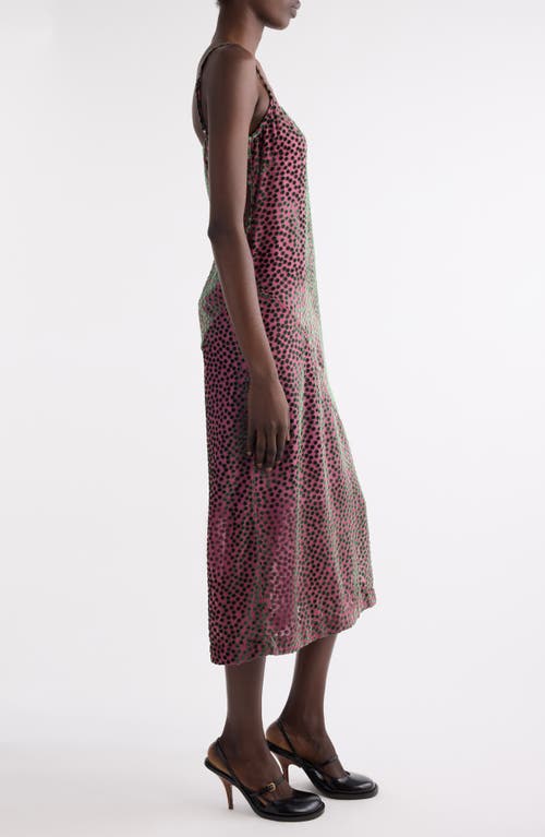 Dries Van Noten Dommino Burnout Polka Dot Slipdress In Pink