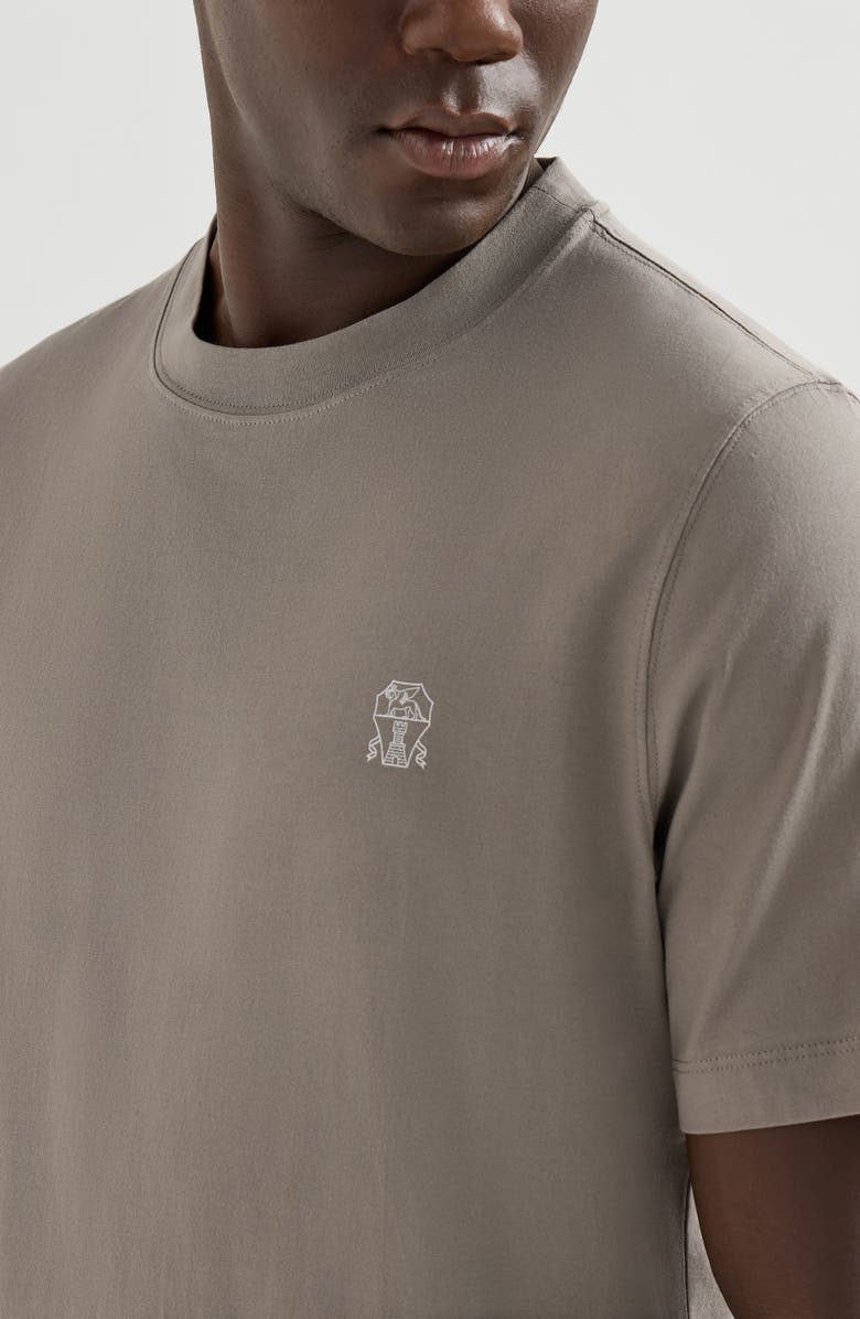 Brunello Cucinelli Jersey T-shirt with logo, Alternate, color, Khaki