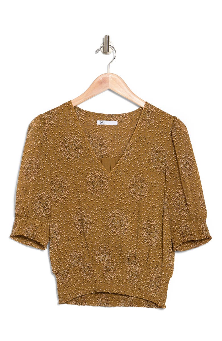 DR2 by Daniel Rainn V-Neck Smocked Waist Top, Alternate, color, 