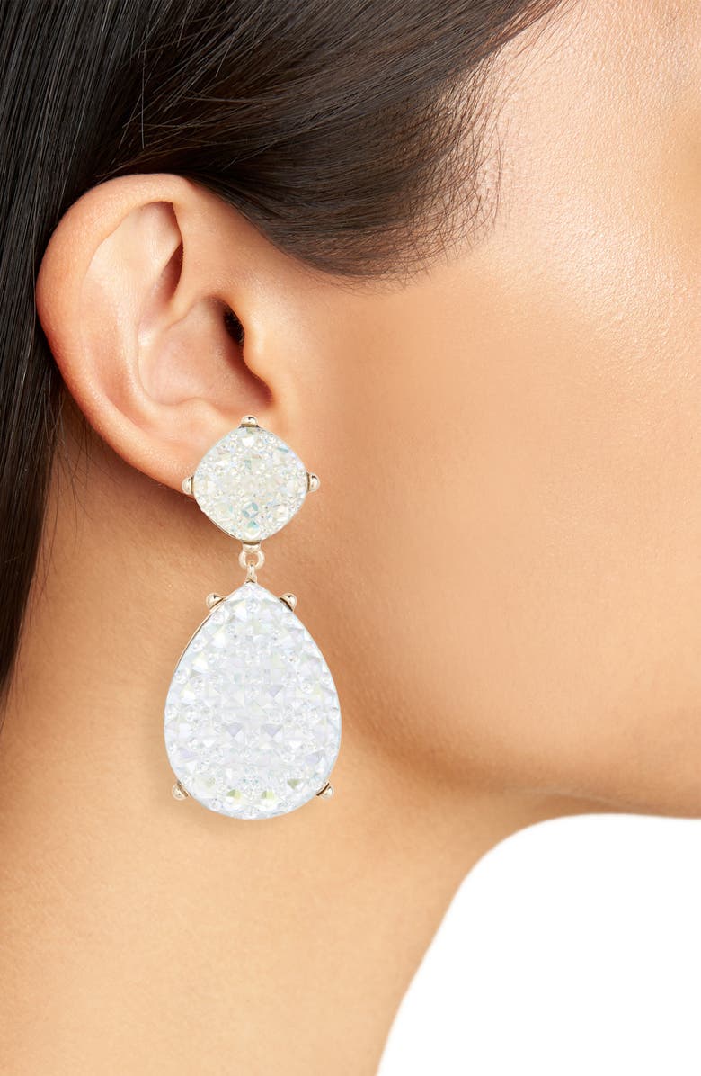Tasha Mixed Crystal Drop Earrings, Alternate, color, Silver Crystal