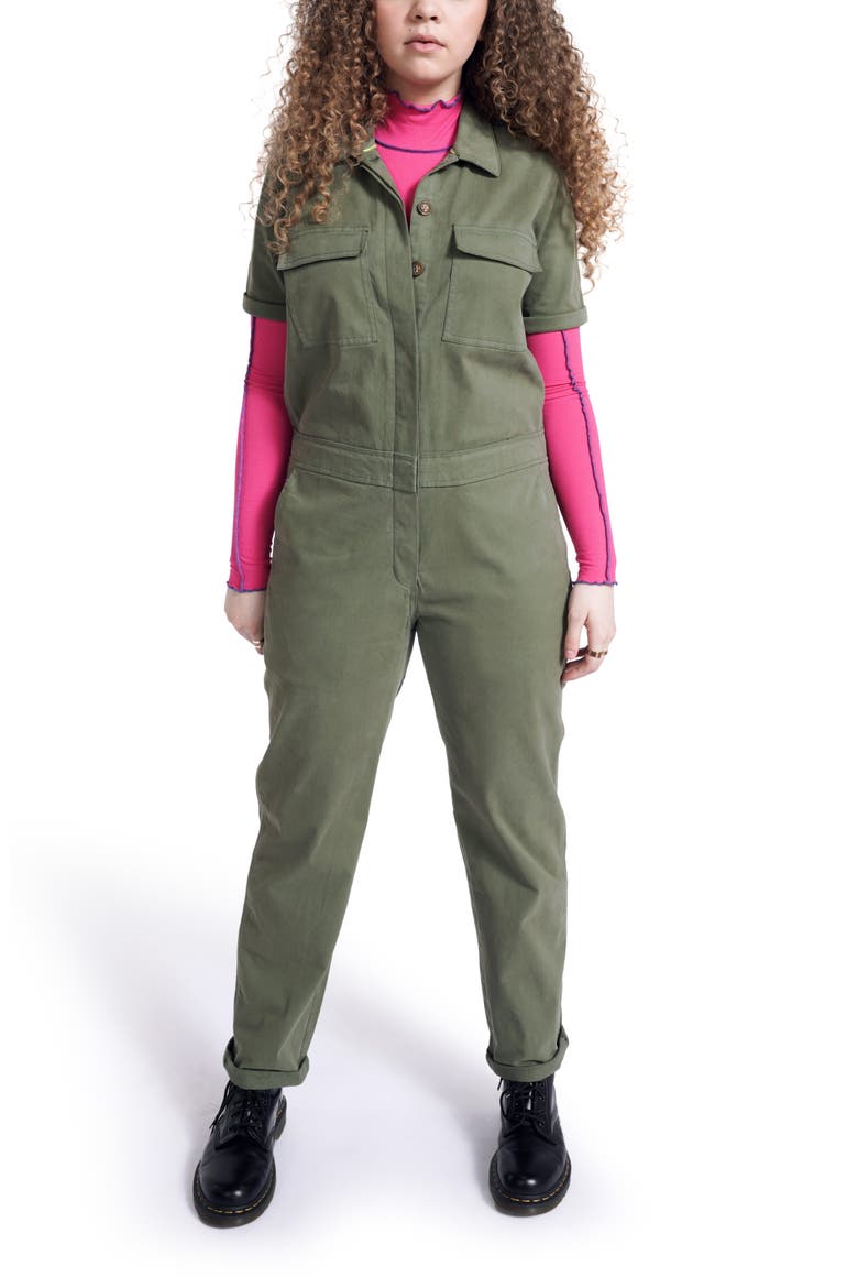 Utility Short Sleeve Jumpsuit (Nordstrom Exclusive), Main, color, OLIVE