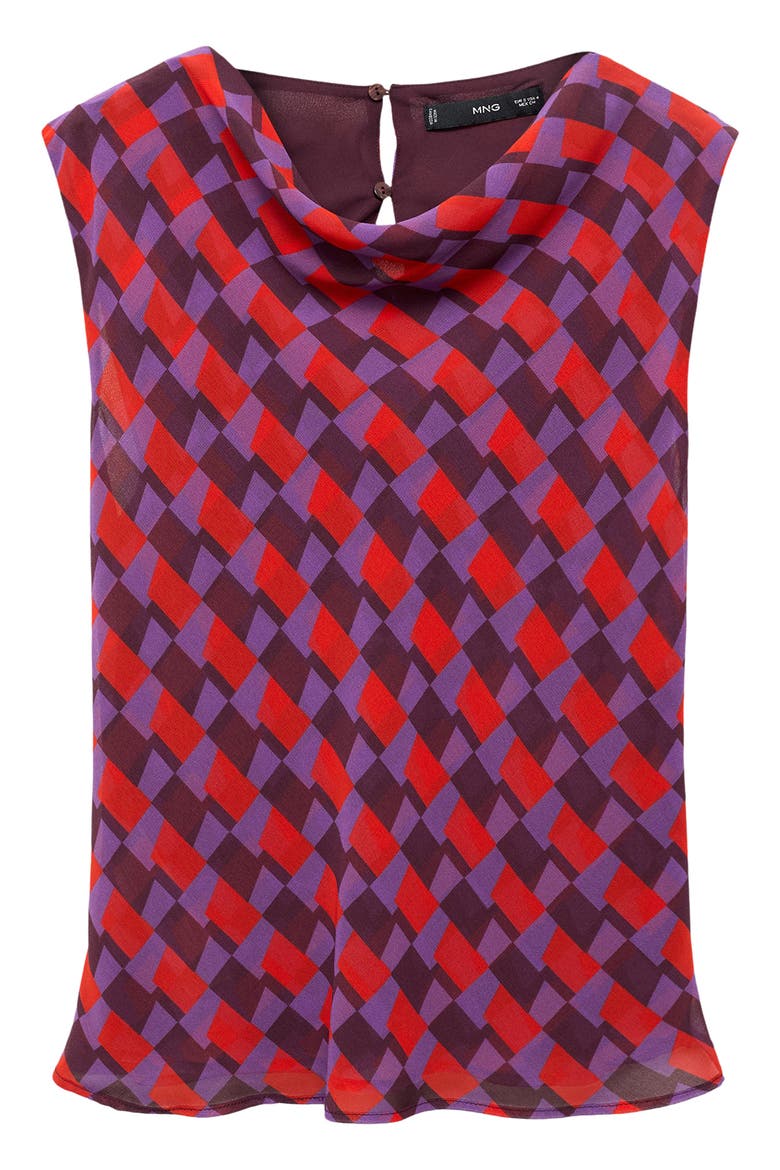 Geo Print Cowl Neck Sleeveless Top, Alternate, color, VIOLET