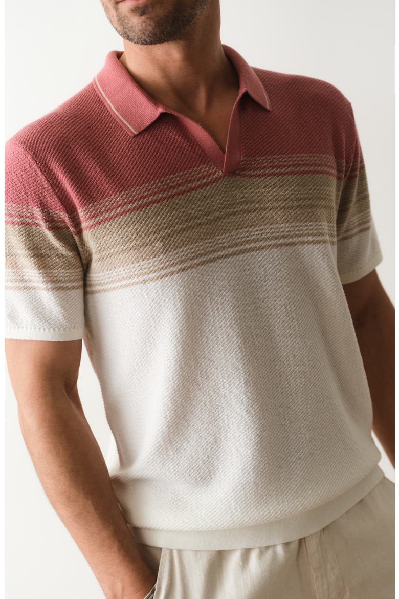 Greyson Short Sleeve Polo Sweater, Alternate, color, WITHERED ROSE/ OATMEAL