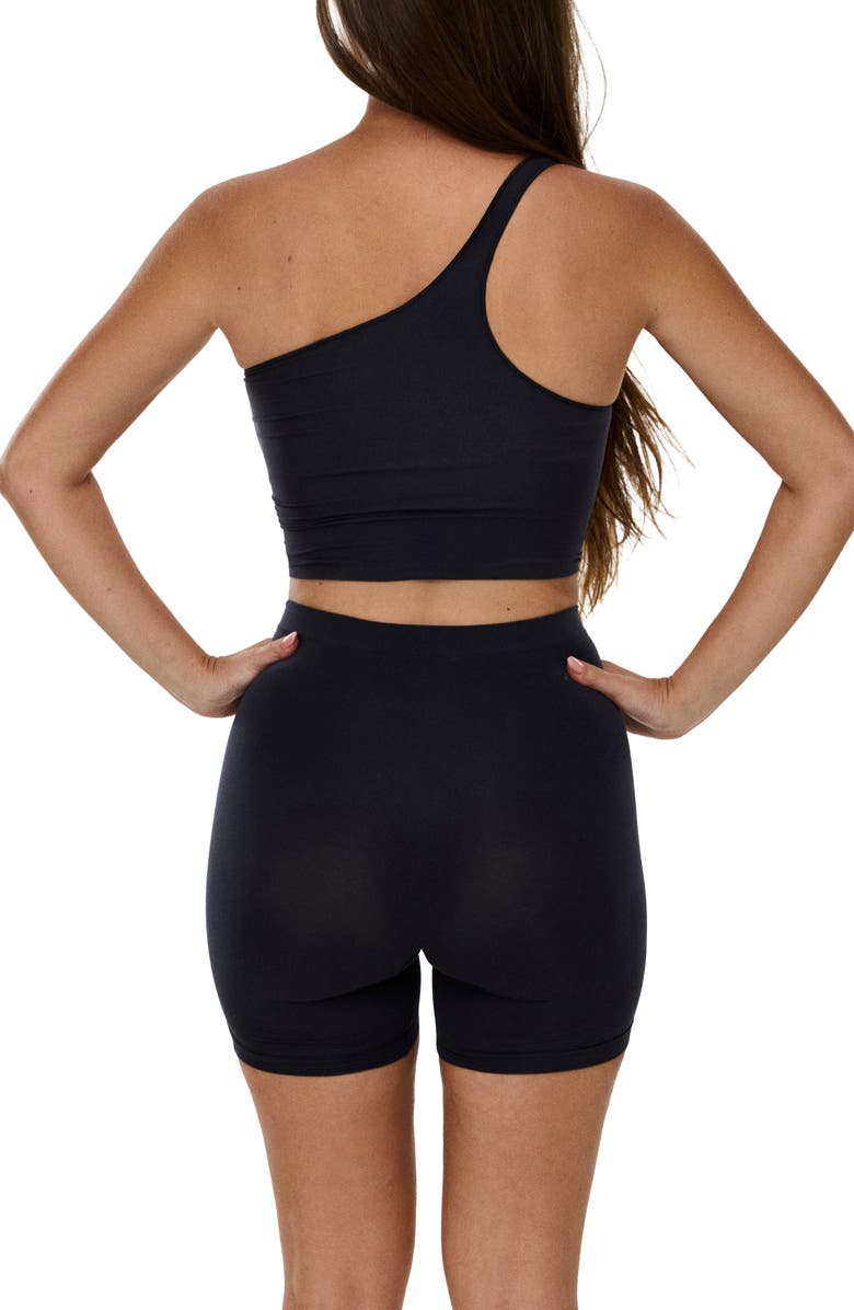 Noody Seamless Smooth One Shoulder Top, Alternate, color, Black