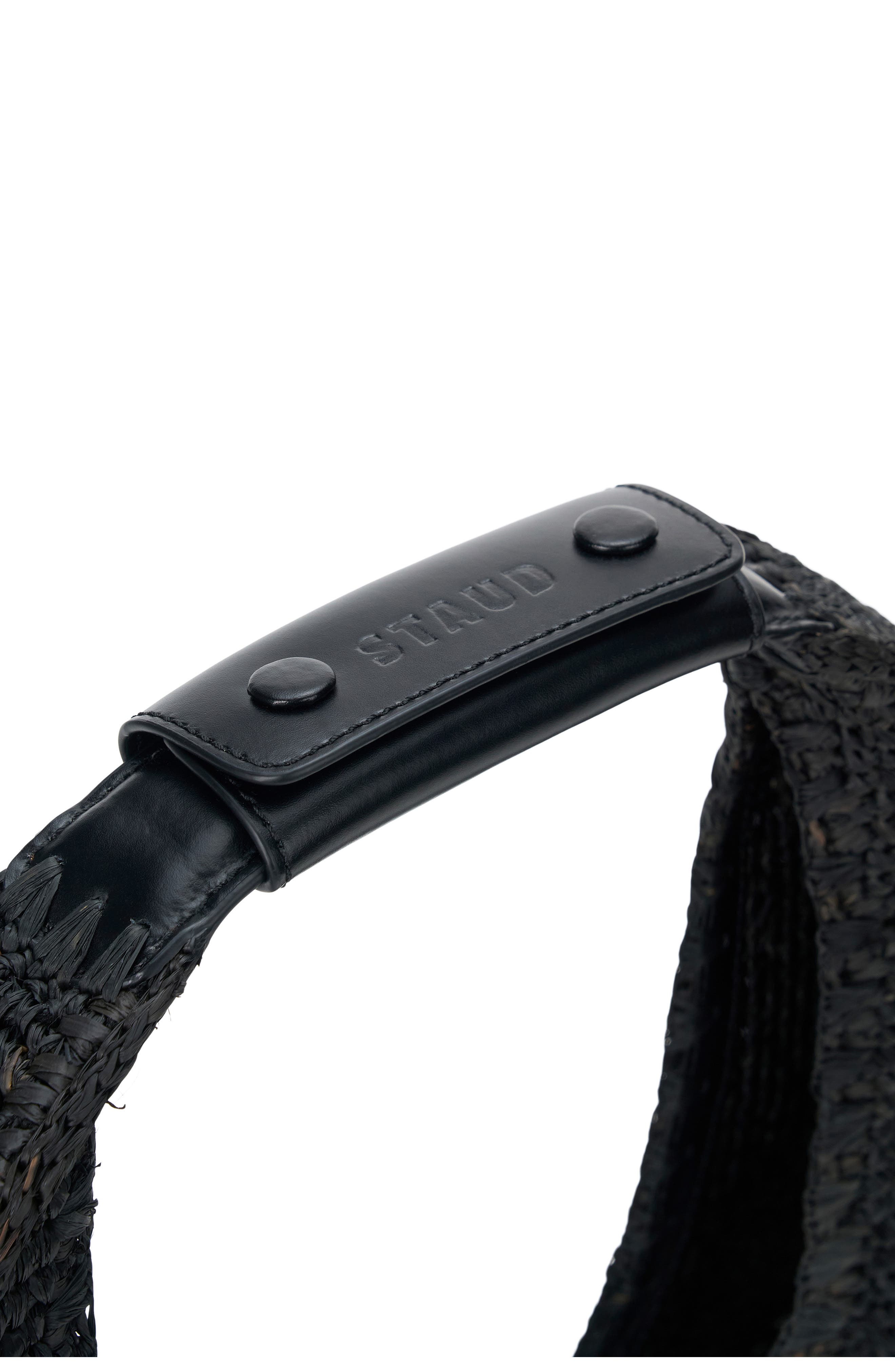 STAUD Large Moon Crochet Raffia Tote, Alternate, color, 