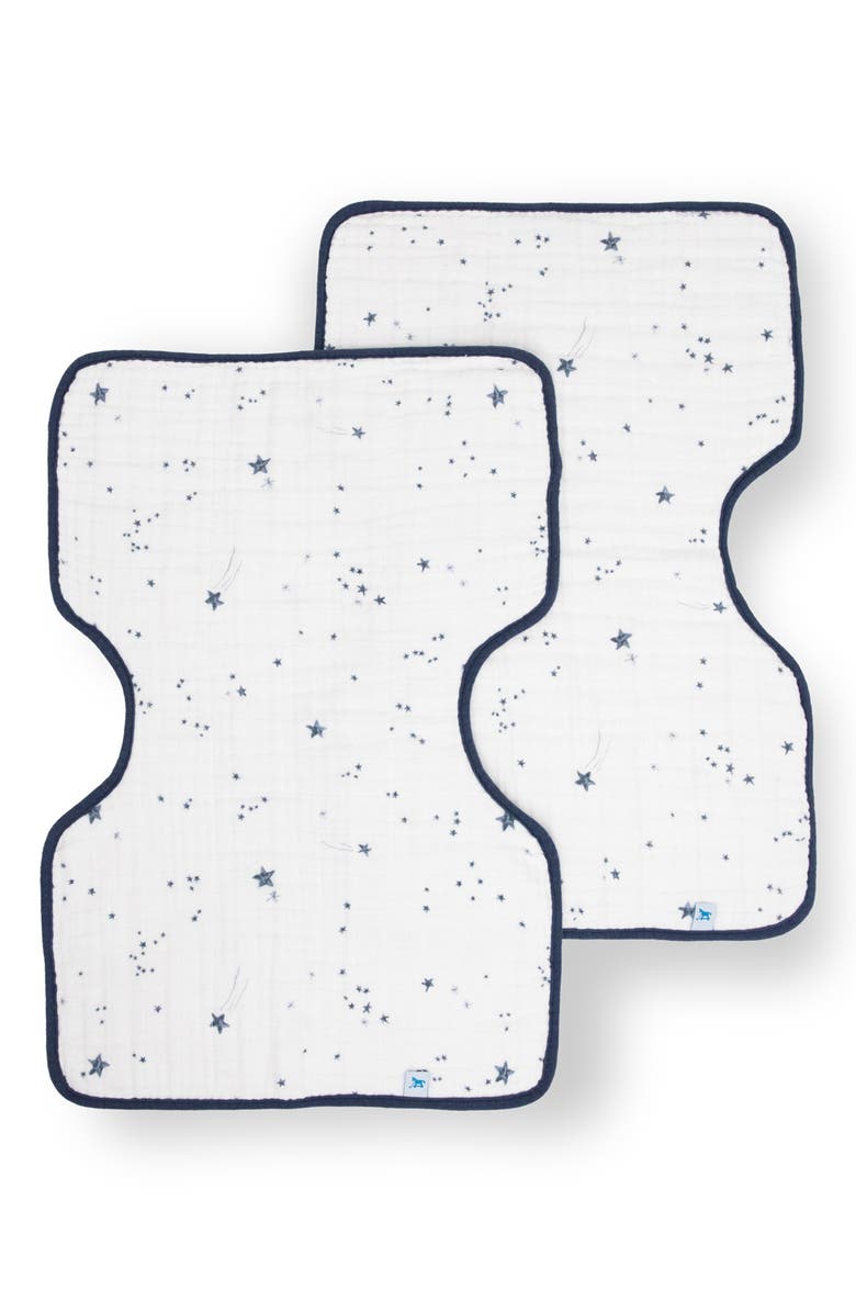 little unicorn Assorted 2-Pack Cotton Muslin Burp Cloths, Alternate, color, Shooting Stars