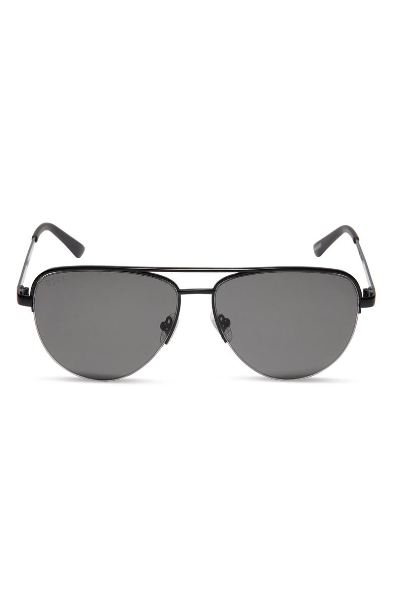 DIFF 59mm August Aviator Sunglasses, Main, color, Matte Black