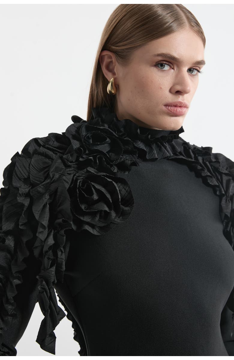 Karen Millen Bandage Rosette Midi Dress, Alternate, color, Black