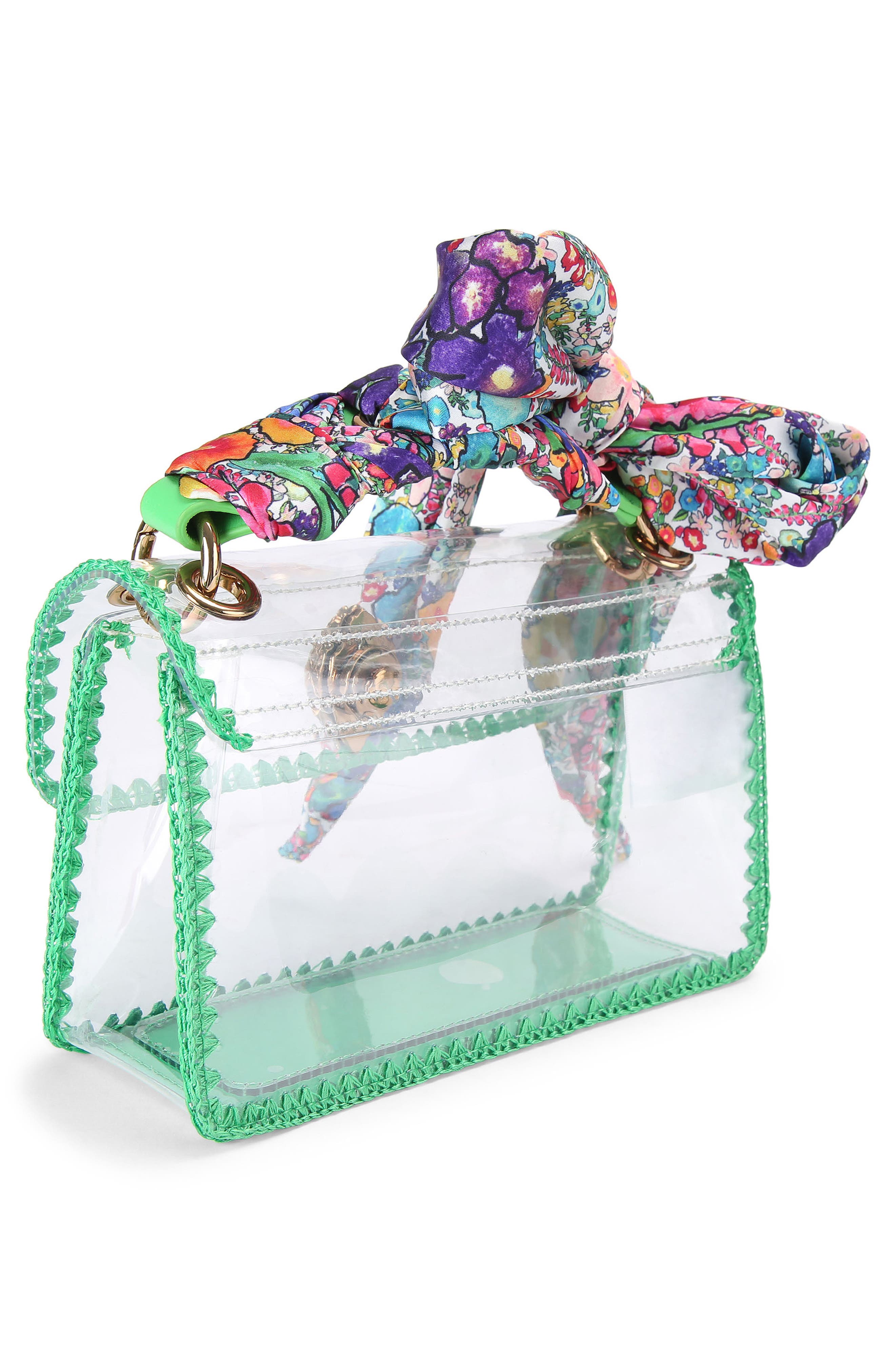 Kurt Geiger London Mini Kensington Vinyl Clear Crossbody Bag, Alternate, color, Green Comb
