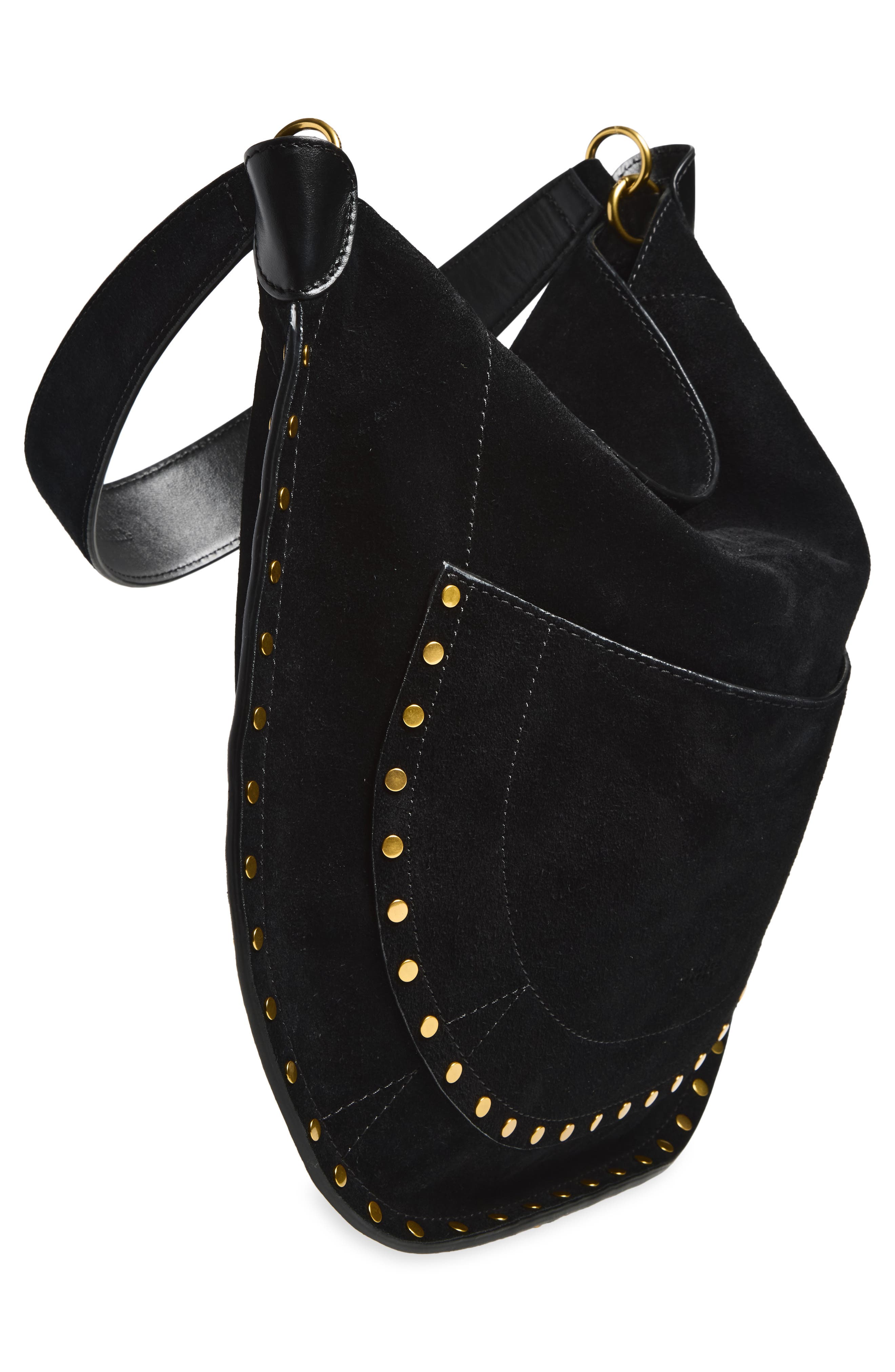 Pocket Leather Hobo Bag, Alternate, color, BLACK