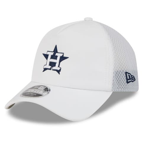 Men's New Era White Houston Astros 2026 Batting Practice Apex 9FORTY Adjustable Trucker Hat
