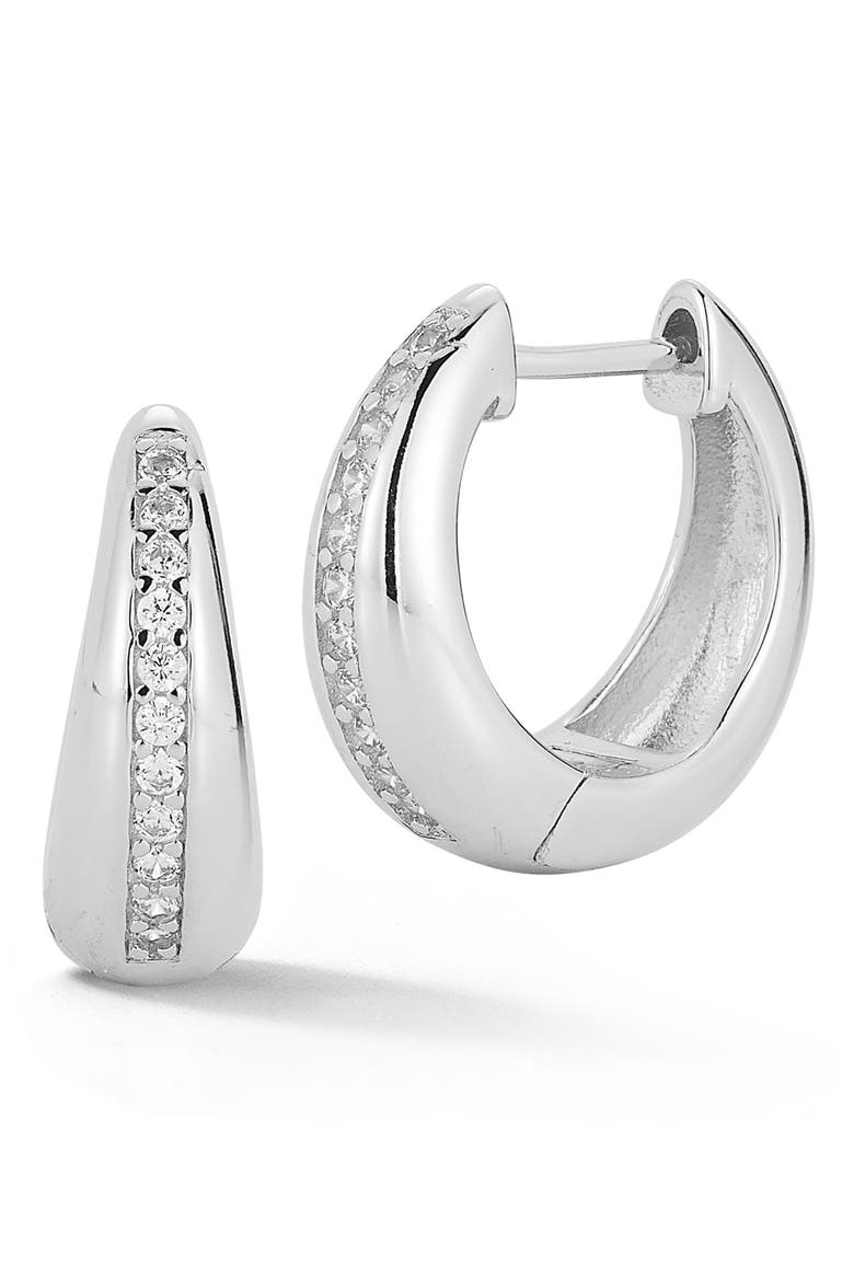 Graduated Cubic Zirconia Hoop Earrings, Main, color, SILVER