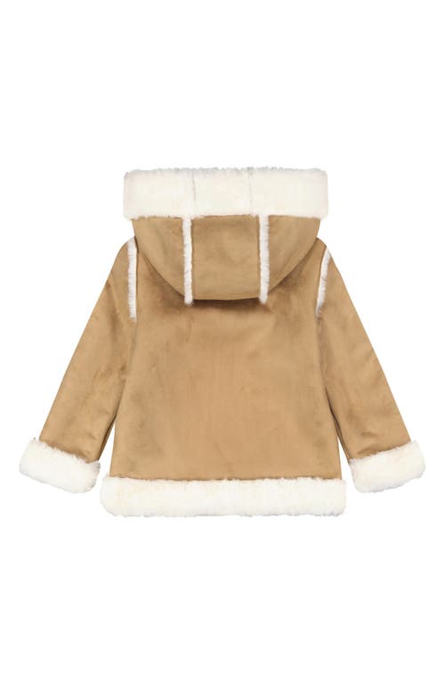 Sam Edelman Kids' Faux Suede Faux Fur Trim Jacket In Brown