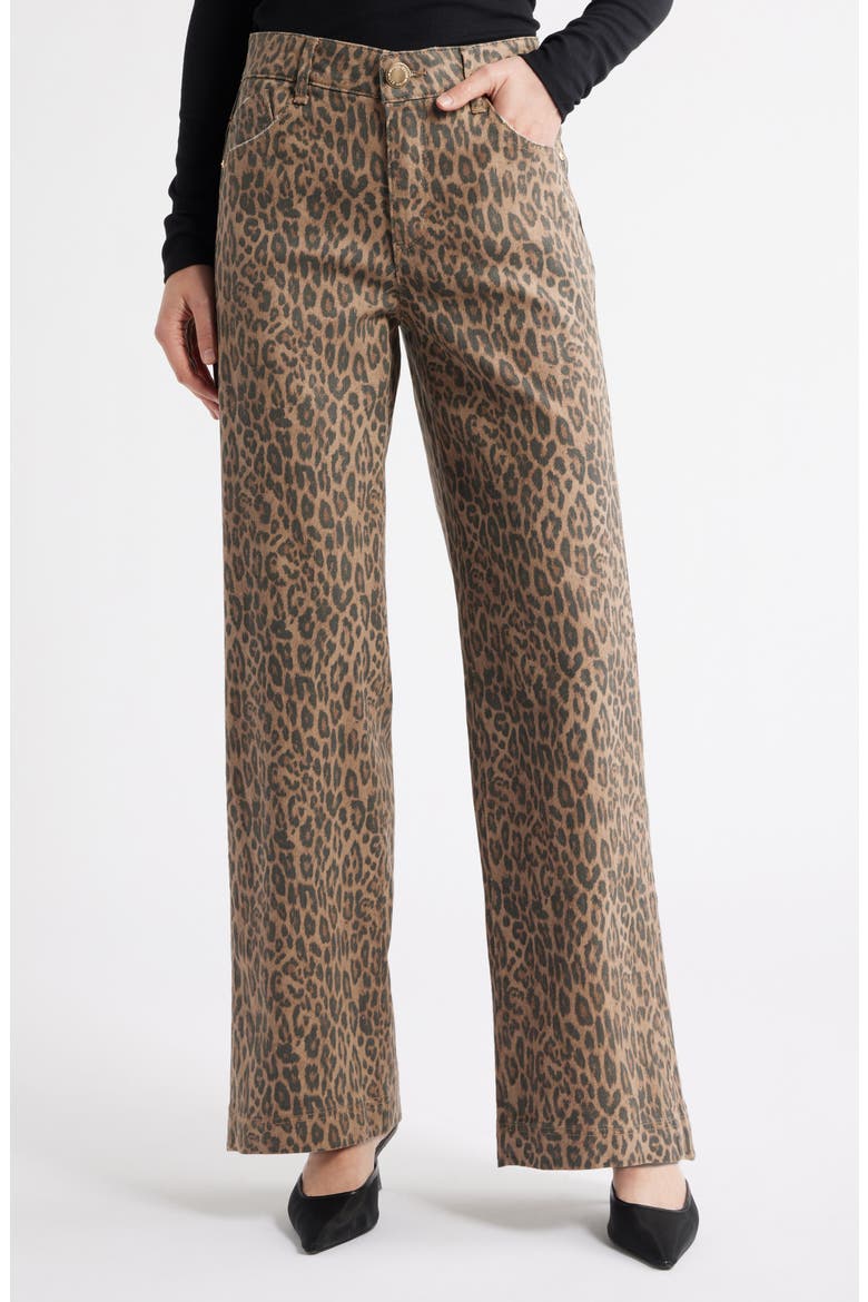 Gracie Skyrise Double Side Seam Wide Leg Jeans, Main, color, BROWN/ BLACK MULTI