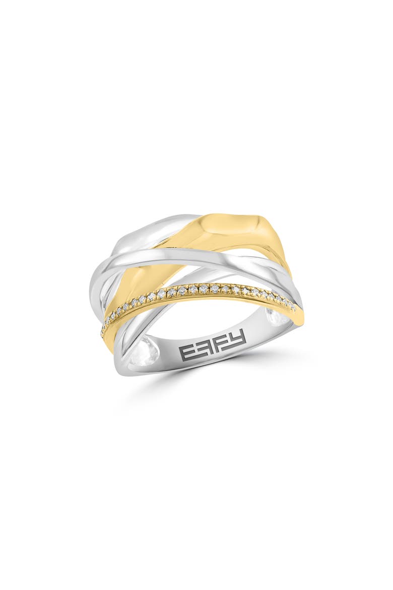 Two-Tone Diamond Crisscross Ring - 0.11ct., Main, color, SILVER MULTI