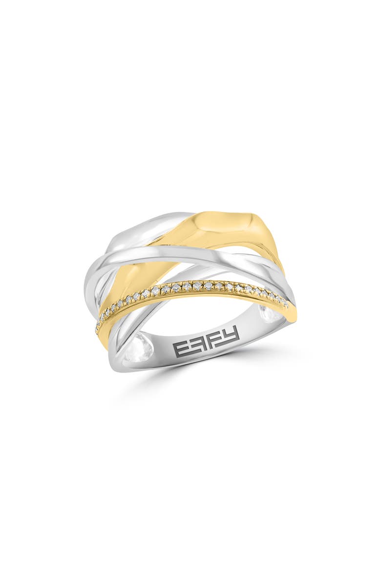 EFFY Two-Tone Diamond Crisscross Ring - 0.11ct., Main, color, Silver Multi