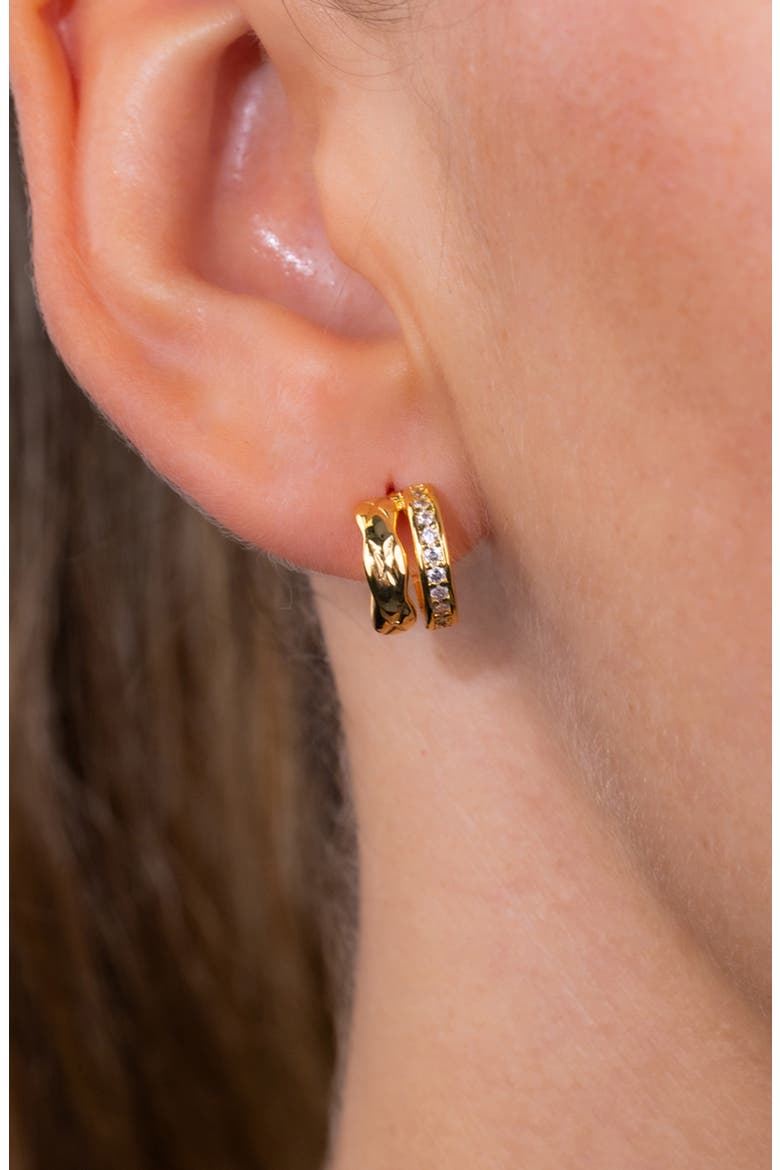Valencia Braided Huggie Hoop Earrings, Alternate, color, GOLD