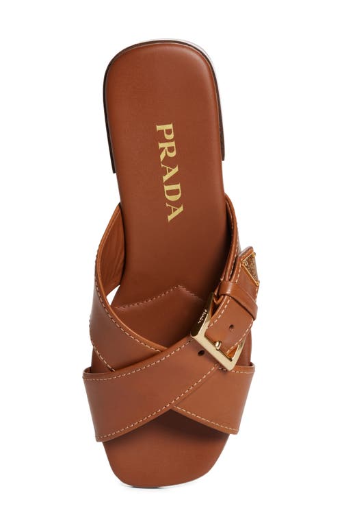 Prada Square Toe Flat Sandal In Brown
