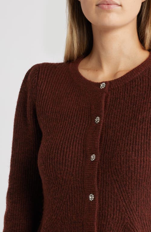 Sam Edelman Keegan Peplum Cardigan In Bitter Chocolate