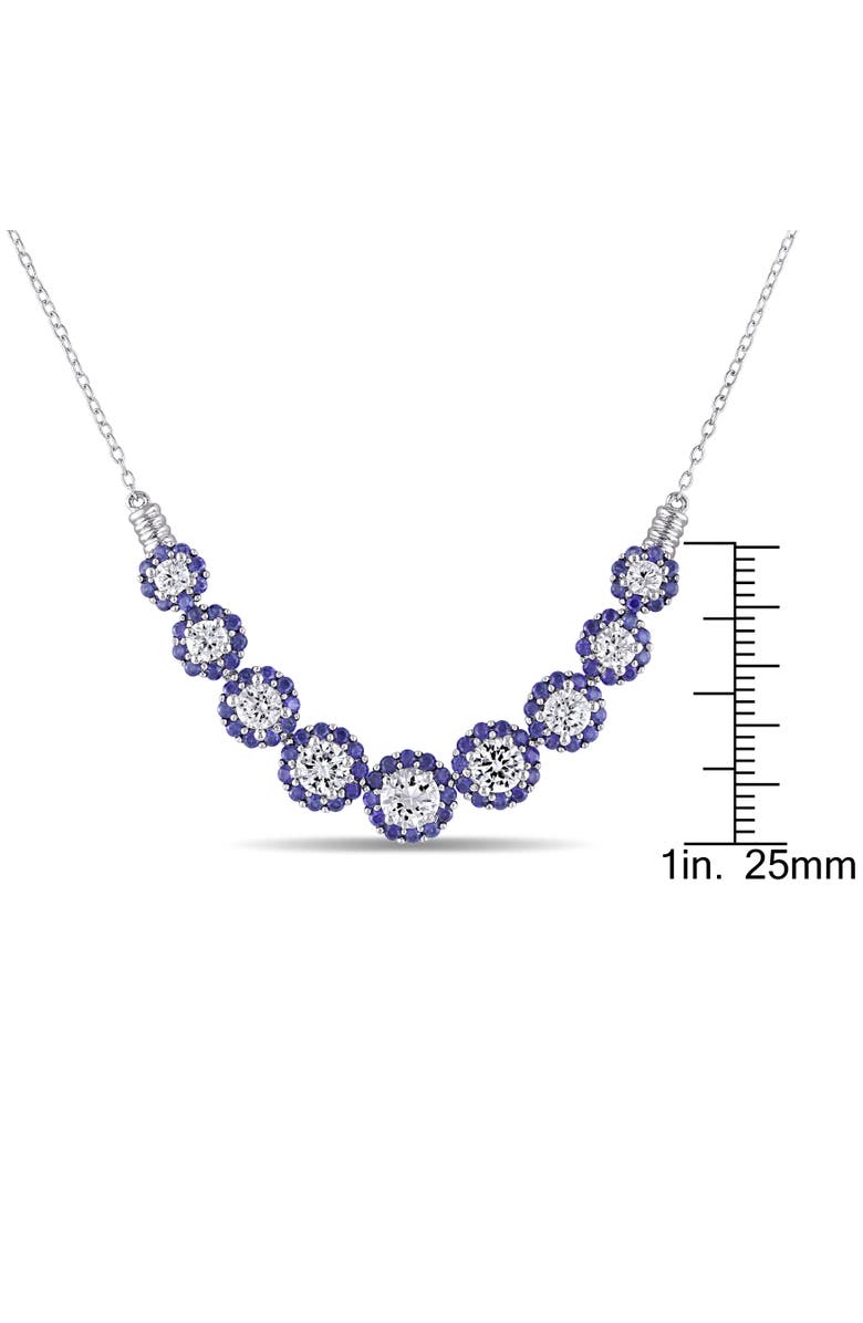 Julianna B. Lab-Created Sapphire Journey Halo Necklace, Alternate, color, Created Sapphire