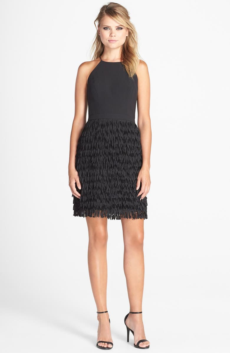 Aidan by Aidan Mattox Halter Fringe Dress, Alternate, color, 