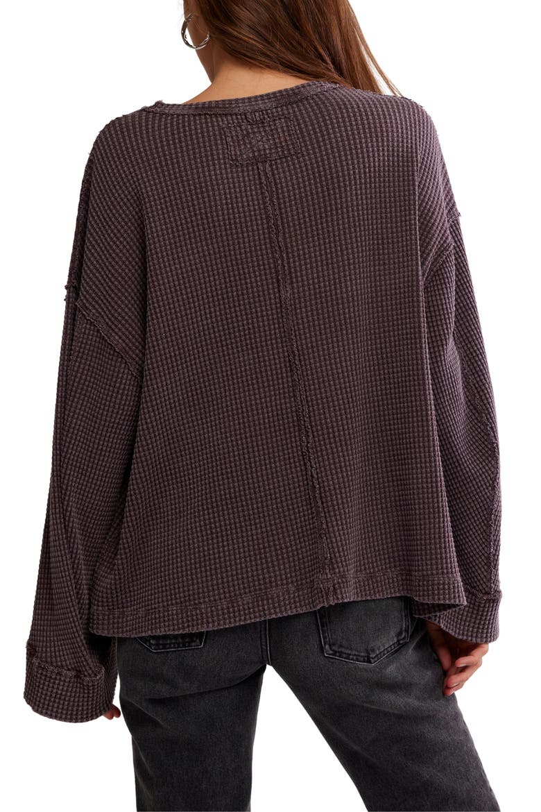 Cotton Thermal Knit Top, Alternate, color, DARK PURPLE