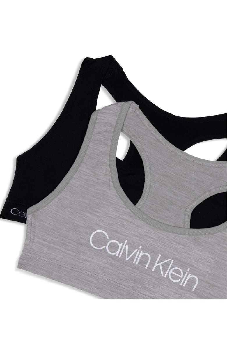 Calvin Klein Kids' Assorted 2-Pack Racerback Sports Bra, Alternate, color, Heathgy/ Blk