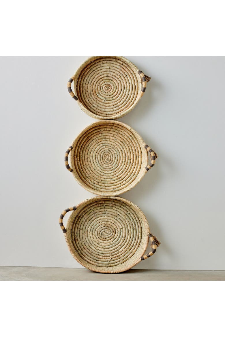 Natural Banded Betty Tray with Tassel, Alternate, color, Natural - Large