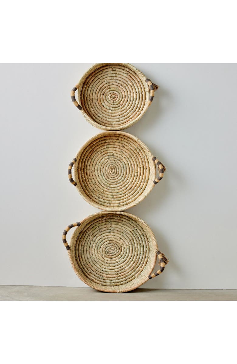 kanju Interiors Natural Banded Betty Tray with Tassel, Alternate, color, Natural - Large