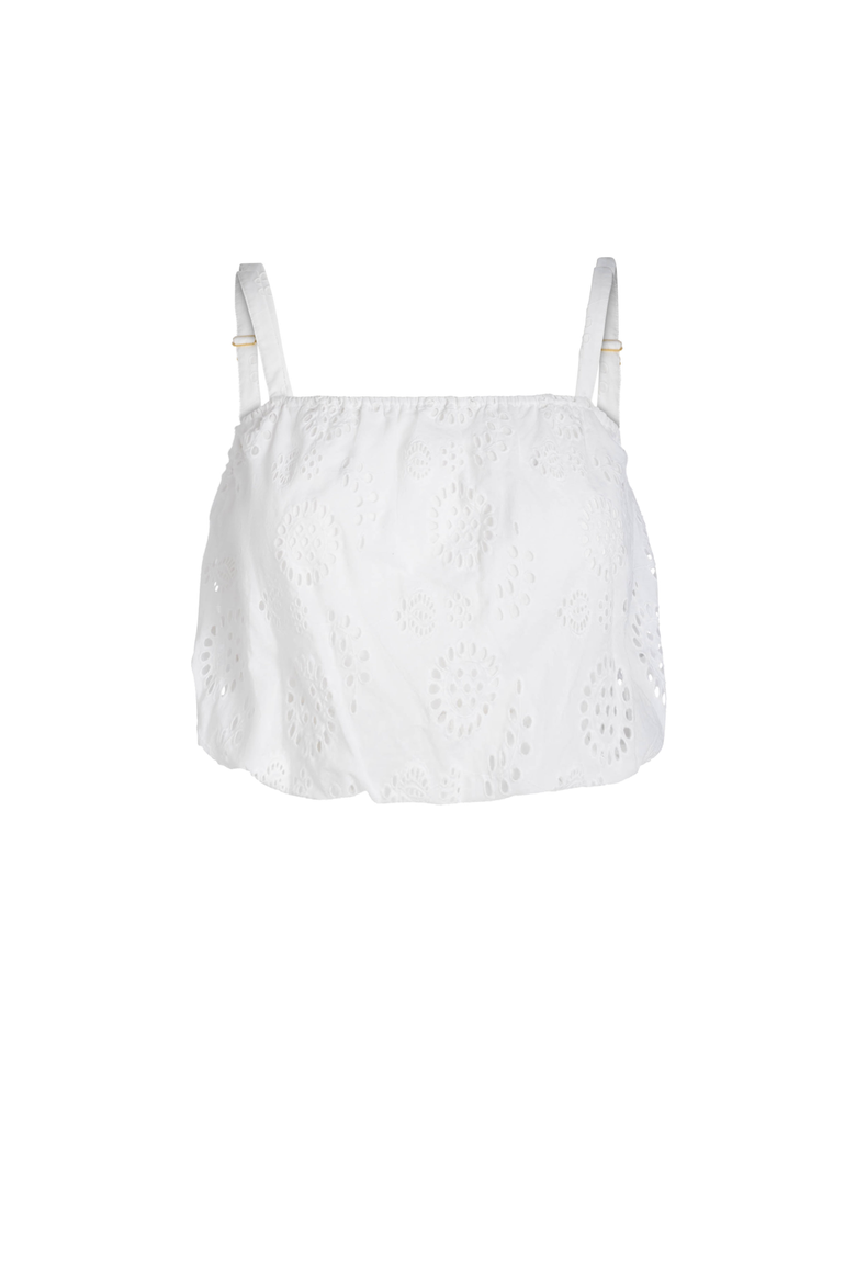 Dani Eyelet Embroidered Bubble Crop Top, Alternate, color, Fresh White