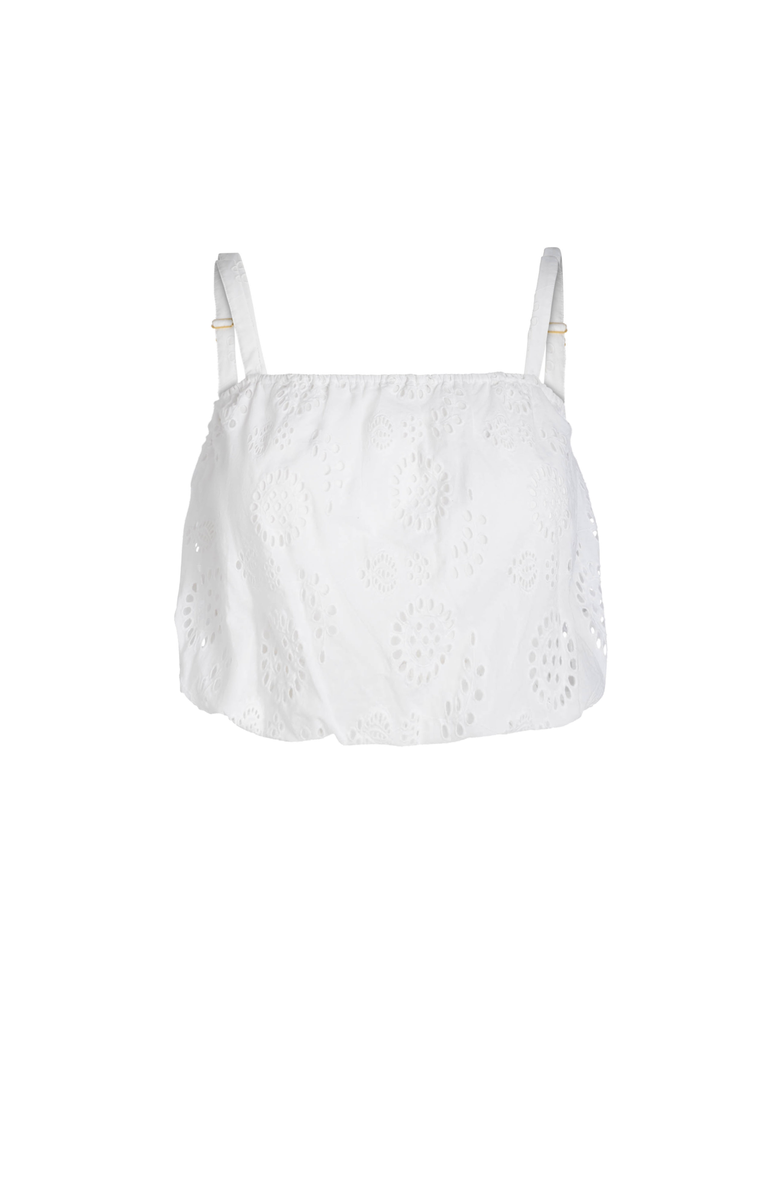 Change of Scenery Dani Eyelet Embroidered Bubble Crop Top, Alternate, color, Fresh White
