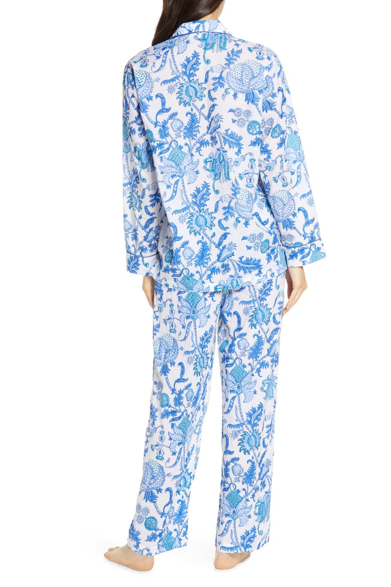 Amanda Floral Print Pajamas, Alternate, color, BLUE
