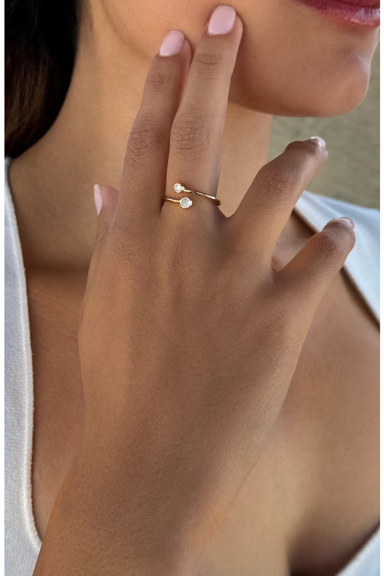 Double Bezel Set 925 Sterling Silver CZ Open Band Ring, Alternate, color, GOLD