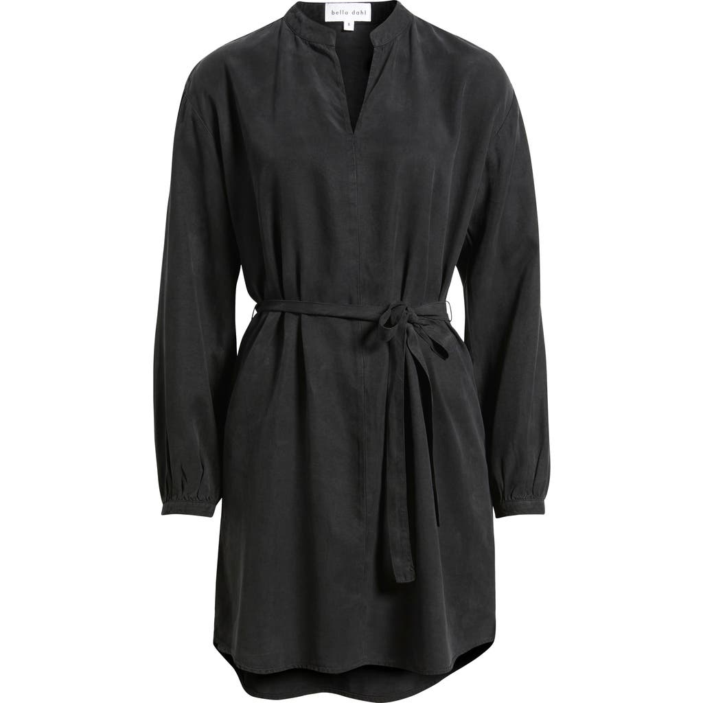 Bella Dahl Long Sleeve Belted Mini Dress In Black